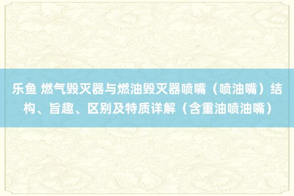 乐鱼 燃气毁灭器与燃油毁灭器喷嘴（喷油嘴）结构、旨趣、区别及特质详解（含重油喷油嘴）