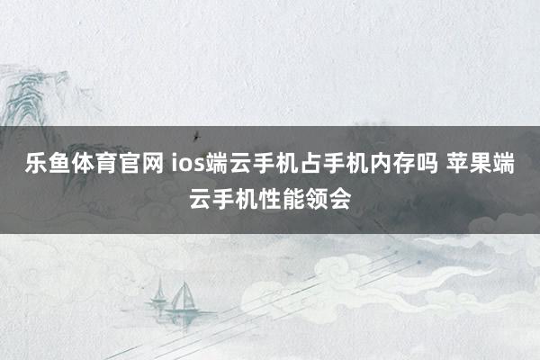 乐鱼体育官网 ios端云手机占手机内存吗 苹果端云手机性能领会