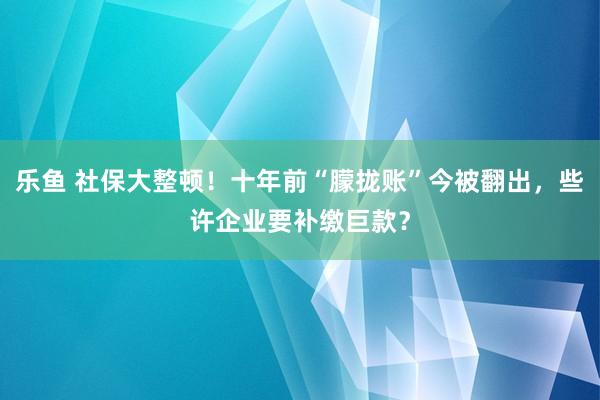 乐鱼 社保大整顿！十年前“朦拢账”今被翻出，些许企业要补缴巨款？
