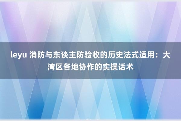 leyu 消防与东谈主防验收的历史法式适用：大湾区各地协作的实操话术