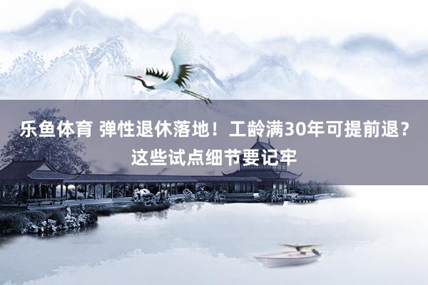 乐鱼体育 弹性退休落地！工龄满30年可提前退？这些试点细节要记牢