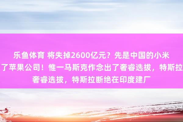 乐鱼体育 将失掉2600亿元？先是中国的小米公司，目下轮到了苹果公司！惟一马斯克作念出了奢睿选拔，特斯拉断绝在印度建厂