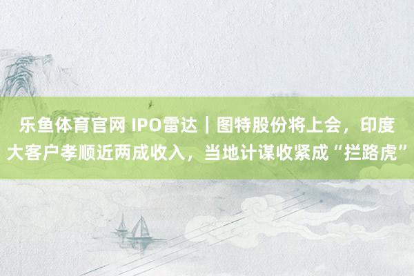乐鱼体育官网 IPO雷达｜图特股份将上会，印度大客户孝顺近两成收入，当地计谋收紧成“拦路虎”