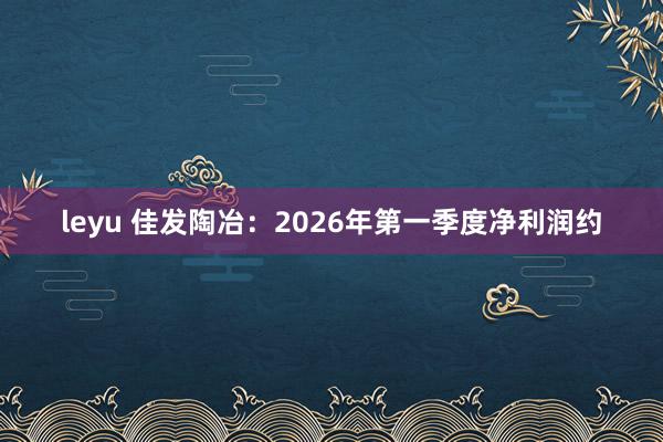 leyu 佳发陶冶：2026年第一季度净利润约
