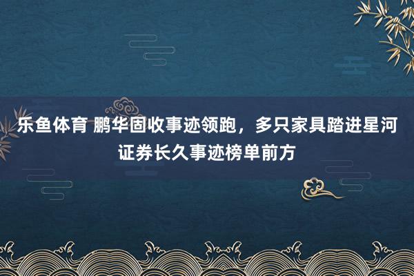 乐鱼体育 鹏华固收事迹领跑，多只家具踏进星河证券长久事迹榜单前方